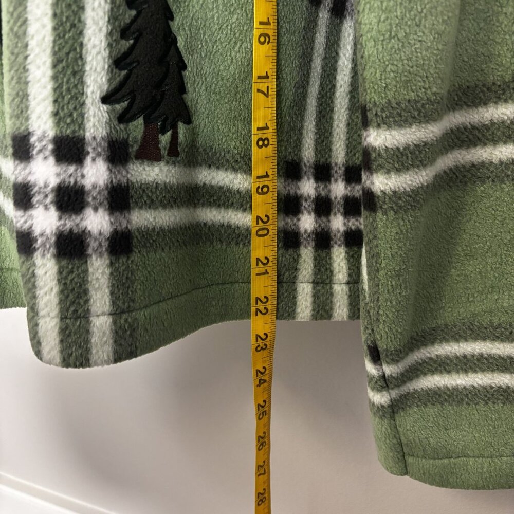 Vintage Green Plaid Fleece Jacket With Tree Embroidery By Christopher & Banks - Picture 6 of 9